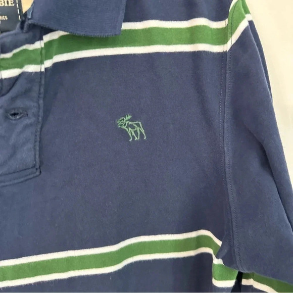 Abercrombie & Fitch Men's Long Sleeve Muscle Striped Polo Cotton Shirt Sz L GUC - Picture 3 of 7